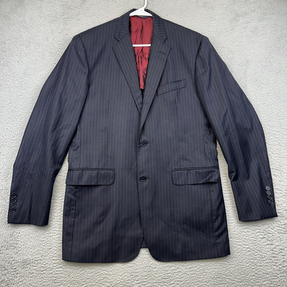 Brooks Brothers Blazer Mens 42 Long Blue Pinstripe Wool Suit Jacket Damaged USA‎